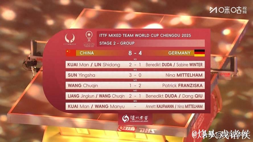 乒乓球混合团体世界杯 国乒8-4德国队收获7连胜